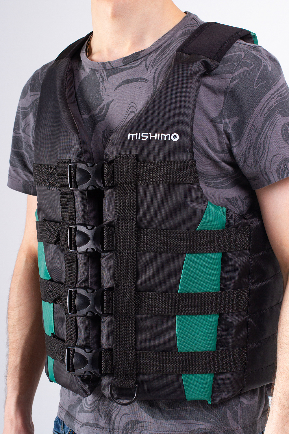Жилет спасательный MISHIMO PRO Премиум качества Черно-зеленый в Новокуйбышевске
