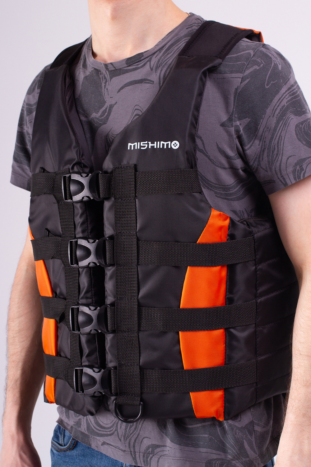 Жилет спасательный MISHIMO PRO Премиум качества Черно-оранжевый в Новокуйбышевске